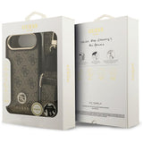 Husa de protectie Guess 4G Strass Logo with Big Strap Metal Button MagSafe (GUHMP17MP4G4DCSW) compatibil cu iPhone 17 Air, Maro