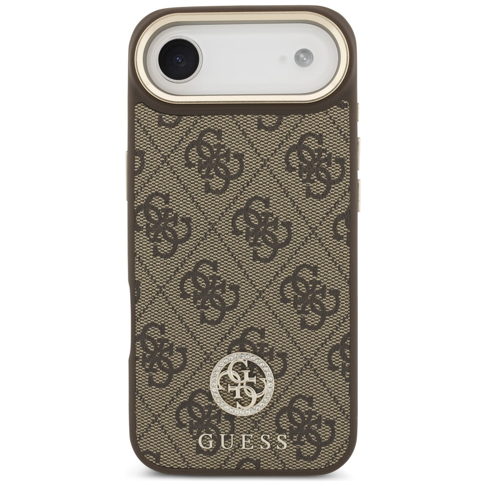 Husa de protectie Guess 4G Strass Logo with Big Strap Metal Button MagSafe (GUHMP17MP4G4DCSW) compatibil cu iPhone 17 Air, Maro