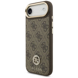 Husa de protectie Guess 4G Strass Logo with Big Strap Metal Button MagSafe (GUHMP17MP4G4DCSW) compatibil cu iPhone 17 Air, Maro