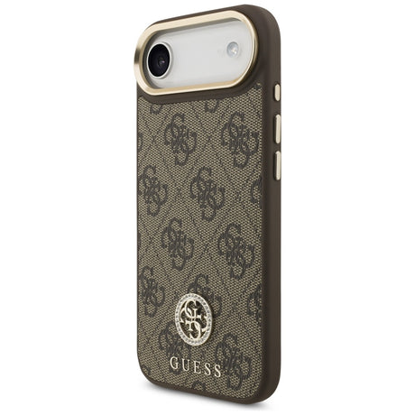 Husa de protectie Guess 4G Strass Logo with Big Strap Metal Button MagSafe (GUHMP17MP4G4DCSW) compatibil cu iPhone 17 Air, Maro