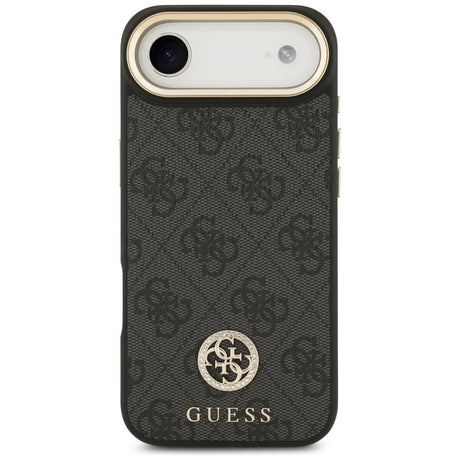 Husa de protectie Guess 4G Strass Logo with Big Strap Metal Button MagSafe (GUHMP17MP4G4DCSK) compatibil cu iPhone 17 Air, Negru
