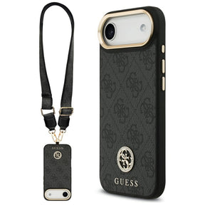 Husa de protectie Guess 4G Strass Logo with Big Strap Metal Button MagSafe (GUHMP17MP4G4DCSK) compatibil cu iPhone 17 Air, Negru