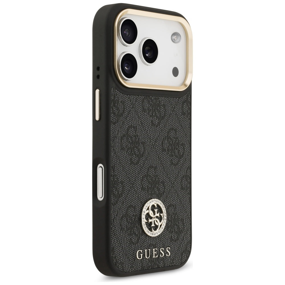 Husa de protectie Guess 4G Strass Logo with Big Strap Metal Button MagSafe (GUHMP17LP4G4DCSK) compatibil cu iPhone 17 Pro, Negru