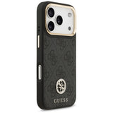 Husa de protectie Guess 4G Strass Logo with Big Strap Metal Button MagSafe (GUHMP17LP4G4DCSK) compatibil cu iPhone 17 Pro, Negru