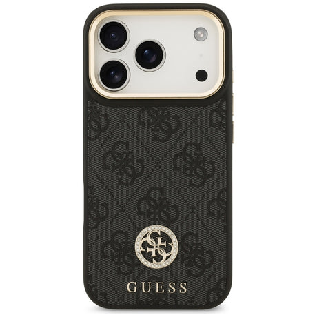 Husa de protectie Guess 4G Strass Logo with Big Strap Metal Button MagSafe (GUHMP17LP4G4DCSK) compatibil cu iPhone 17 Pro, Negru