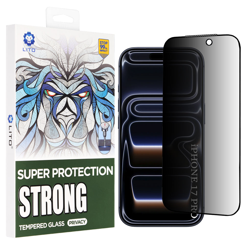 Folie de protectie Lito D+ Max Strong Privacy compatibil cu iPhone 17 Pro, Negru