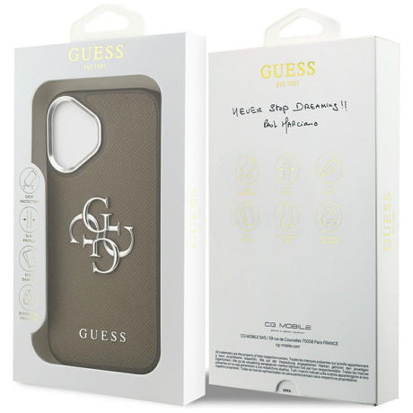 Husa de protectie Guess Hardcase Grained Big 4G Classic Logo (GUHCP17SPG4SMCEW) compatibil cu iPhone 17, Maro