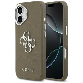 Husa de protectie Guess Hardcase Grained Big 4G Classic Logo (GUHCP17SPG4SMCEW) compatibil cu iPhone 17, Maro