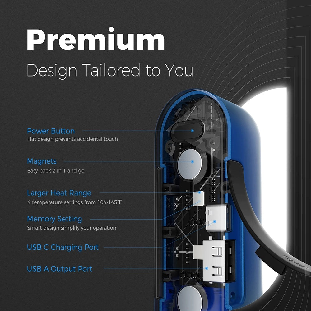 Ocoopa Hand Warmer UT2s (UT2S-OG), Type-C, with Power Bank, Electric, Magnetic Design, MagTwins, 2x 5000mAh, Portocaliu