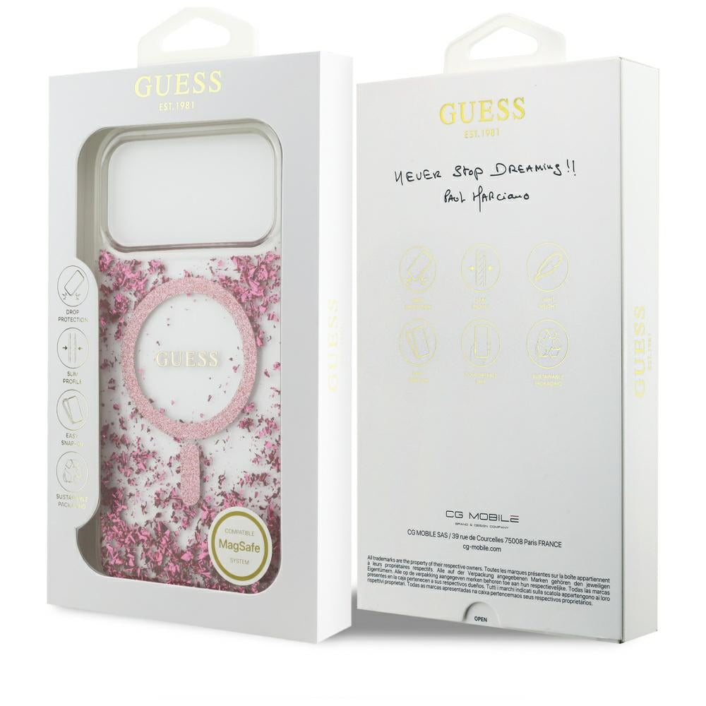 Husa de protectie Guess Resin Bottom Glitter compatibil cu iPhone 17 Pro Max, Roz