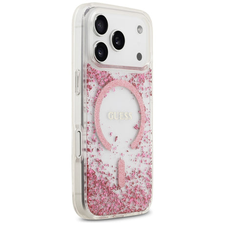 Husa de protectie Guess Resin Bottom Glitter compatibil cu iPhone 17 Pro, Roz