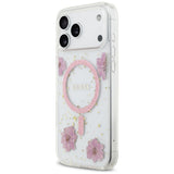 Husa de protectie Guess Resin Flowers and Glitter compatibil cu iPhone 17 Pro, Roz