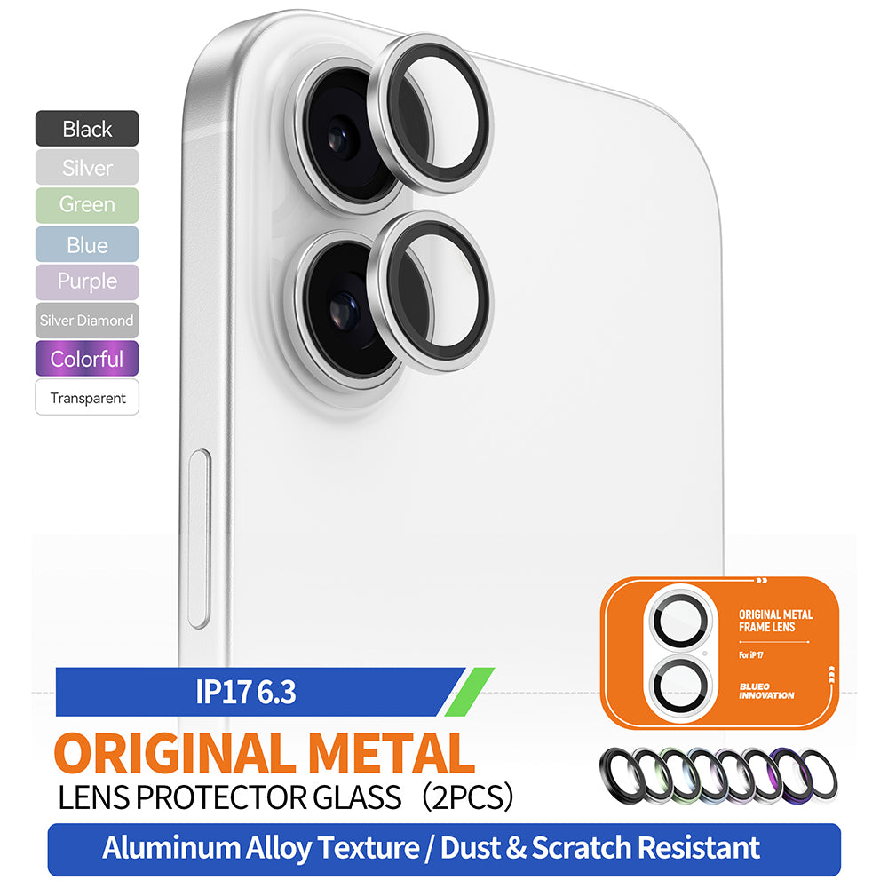 Folie de protectie Blueo Original Metal Frame Lens Glass compatibil cu iPhone 17, Transparent