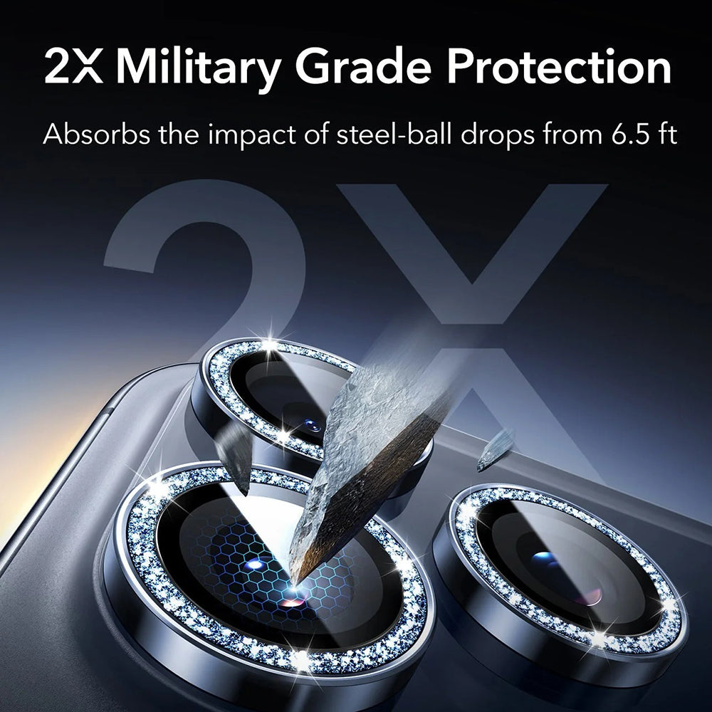 Folie de protectie ESR Armorite Camera Lens Protectors compatibil cu iPhone 14 Pro/Pro Max/15 Pro/Pro Max/16 Pro/Pro Max/17 Pro/Pro Max, Albastru Shimmer