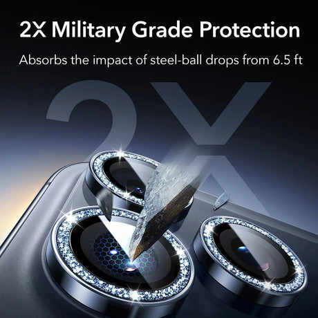 Folie de protectie ESR Armorite Camera Lens Protectors compatibil cu iPhone 14 Pro/Pro Max/15 Pro/Pro Max/16 Pro/Pro Max/17 Pro/Pro Max, Albastru Shimmer