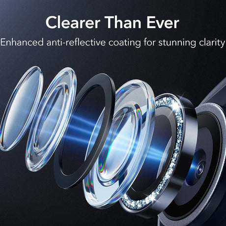 Folie de protectie ESR Armorite Camera Lens Protectors compatibil cu iPhone 14 Pro/Pro Max/15 Pro/Pro Max/16 Pro/Pro Max/17 Pro/Pro Max, Albastru Shimmer