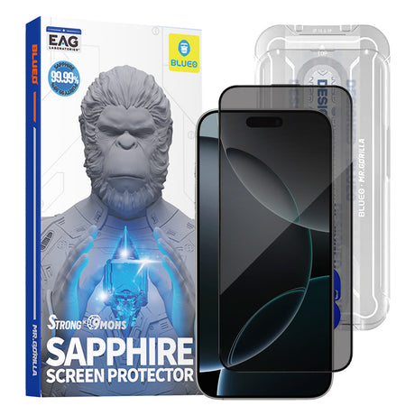 Folie de protectie Blueo Premium Sapphire Non Breaking / Scratching 9H Glass compatibil cu iPhone 16 Pro / iPhone 17 / iPhone 17 Pro, Privacy