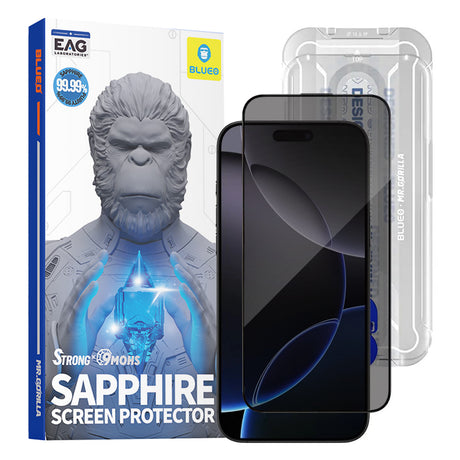 Folie de protectie Blueo Premium Sapphire Non Breaking / Scratching 9H Glass compatibil cu iPhone 16 Pro Max / iPhone 17 Pro Max, Privacy