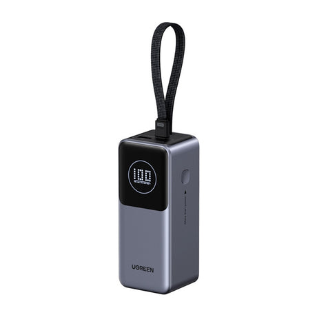 Baterie externa Ugreen PB723 (55365B), with Built-in USB-C cable, USB, Type-C, Digital Display, 20000mAh, 130W, Gri