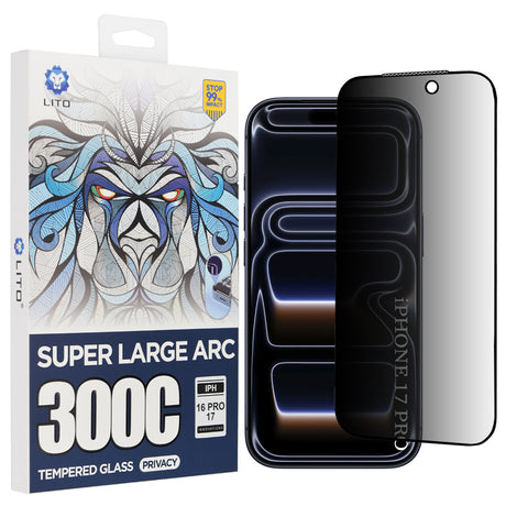 Folie de protectie Lito D+ Max Privacy 300C compatibil cu iPhone 17 Pro, Negru