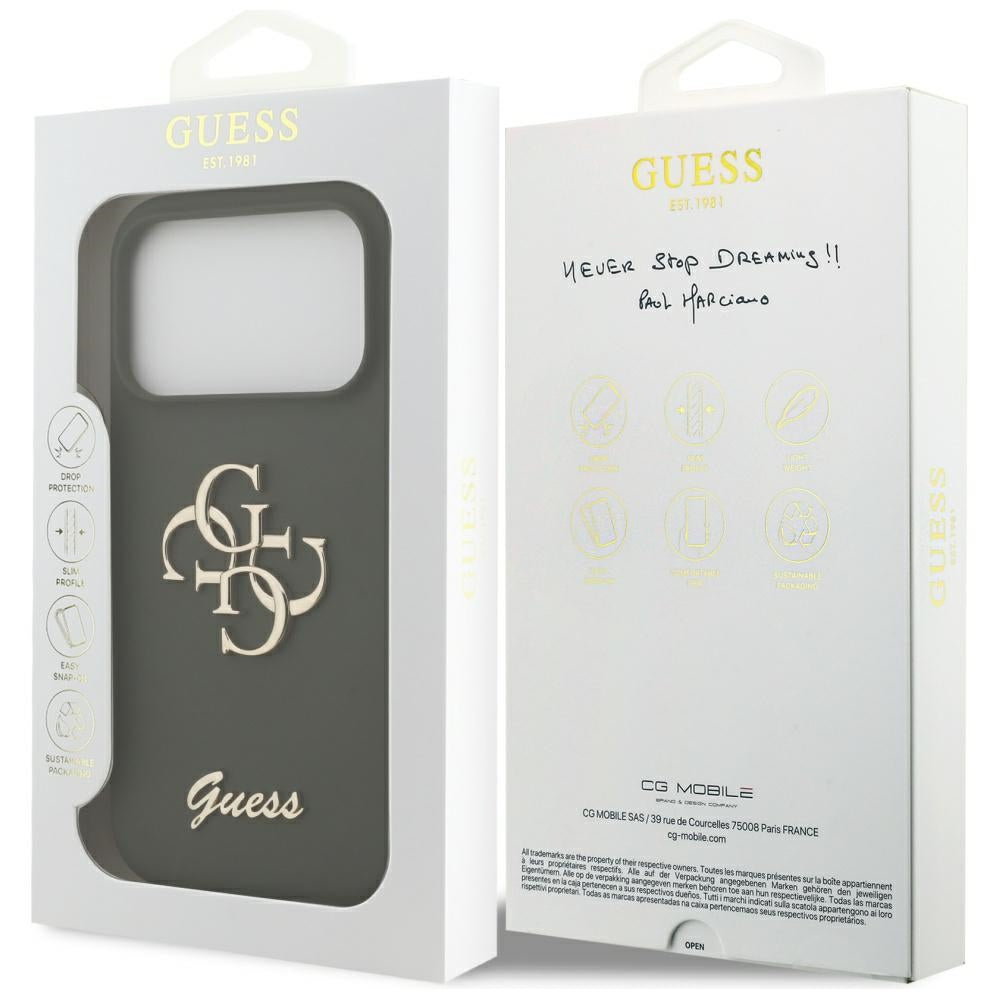 Husa de protectie Guess Silicone Big 4G Script (GUHCP17XSC4GSMA) compatibil cu iPhone 17 Pro Max, Kaki