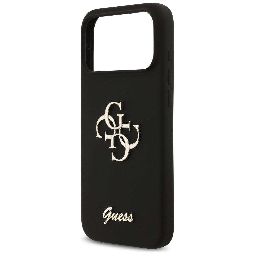 Guess Silicone Big 4G Script fekete tok iPhone 17 Pro Max készülékhez