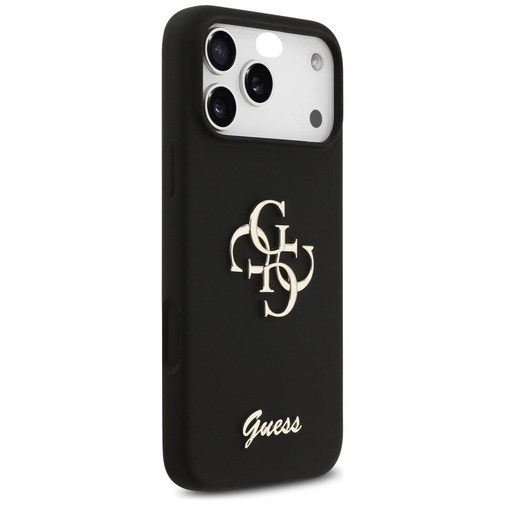 Guess Silicone Big 4G Script fekete tok iPhone 17 Pro Max készülékhez