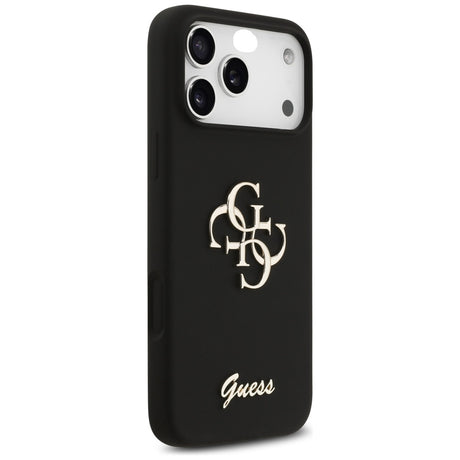 Guess Silicone Big 4G Script fekete tok iPhone 17 Pro Max készülékhez