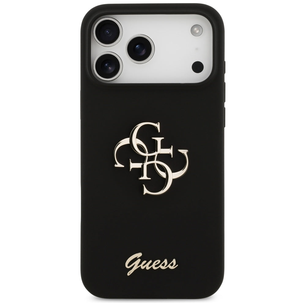 Guess Silicone Big 4G Script fekete tok iPhone 17 Pro Max készülékhez
