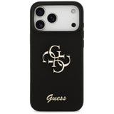 Guess Silicone Big 4G Script fekete tok iPhone 17 Pro Max készülékhez
