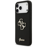 Guess Silicone Big 4G Script fekete tok iPhone 17 Pro Max készülékhez