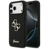Guess Silicone Big 4G Script fekete tok iPhone 17 Pro Max készülékhez