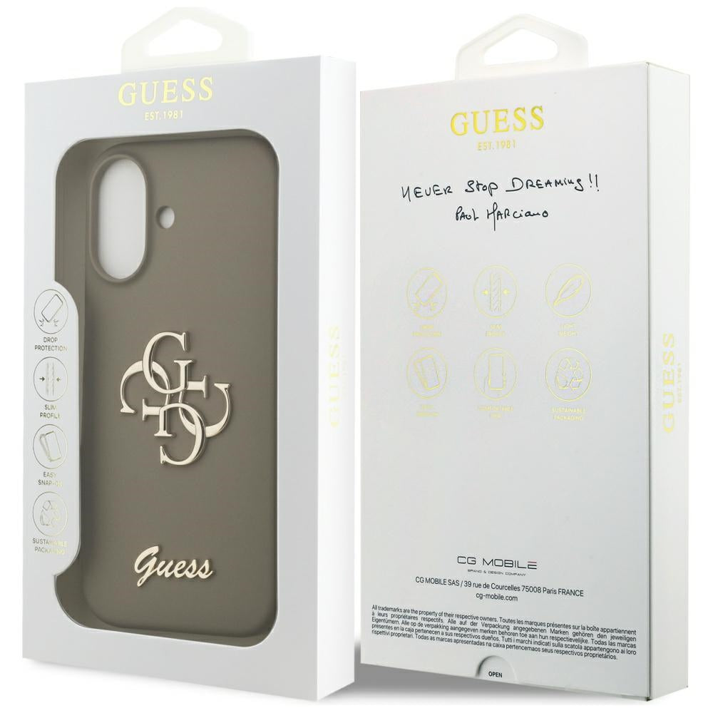 Husa de protectie Guess Silicone Big 4G Script (GUHCP17SSC4GSMW) compatibil cu iPhone 17, Maro