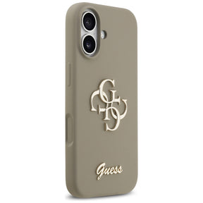 Husa de protectie Guess Silicone Big 4G Script (GUHCP17SSC4GSMW) compatibil cu iPhone 17, Maro