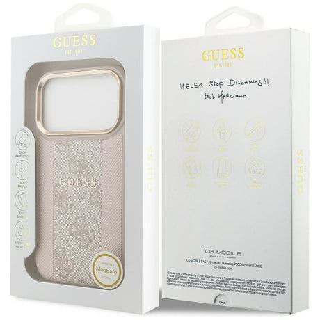 Husa de protectie Guess Hardcase 4G Stripe compatibil cu iPhone 17 Pro, Roz