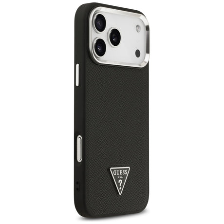 Husa de protectie Guess Grained Triangle Logo MagSafe compatibil cu iPhone 17 Pro Max, Negru