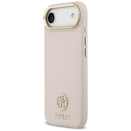 Husa de protectie Guess Grained Strass Logo MagSafe (GUHMP17MPGCRMDEP) compatibil cu iPhone 17 Air, Roz