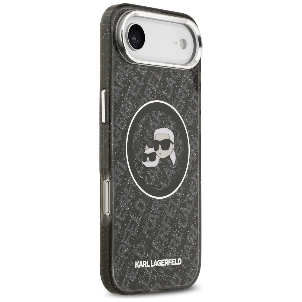 Husa de protectie Karl Lagerfeld IML Glitter K&C Heads Logo MagSafe (KLHMP17MHMKBKCHOK) compatibil cu iPhone 17 Air, Negru