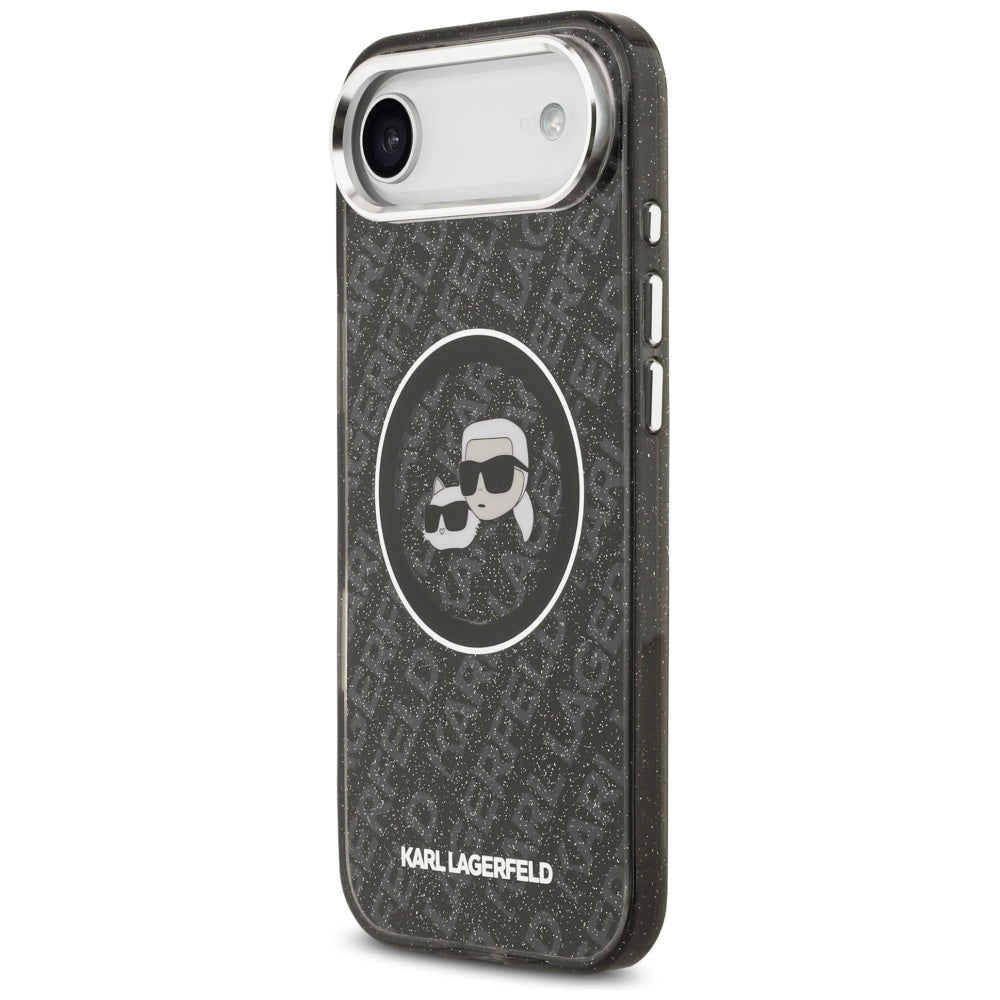 Husa de protectie Karl Lagerfeld IML Glitter K&C Heads Logo MagSafe (KLHMP17MHMKBKCHOK) compatibil cu iPhone 17 Air, Negru