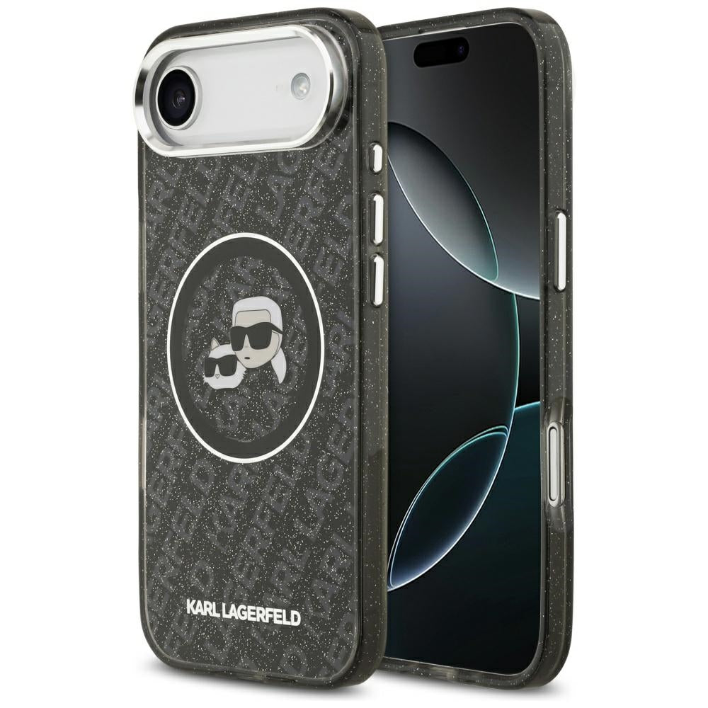 Husa de protectie Karl Lagerfeld IML Glitter K&C Heads Logo MagSafe (KLHMP17MHMKBKCHOK) compatibil cu iPhone 17 Air, Negru