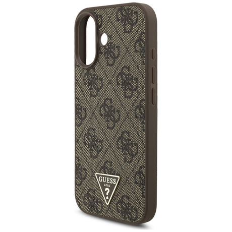 Husa de protectie Guess Hardcase 4G Strap Triangle Logo MagSafe (GUHMP17SP4TSDPPSW) compatibil cu iPhone 17, Maro