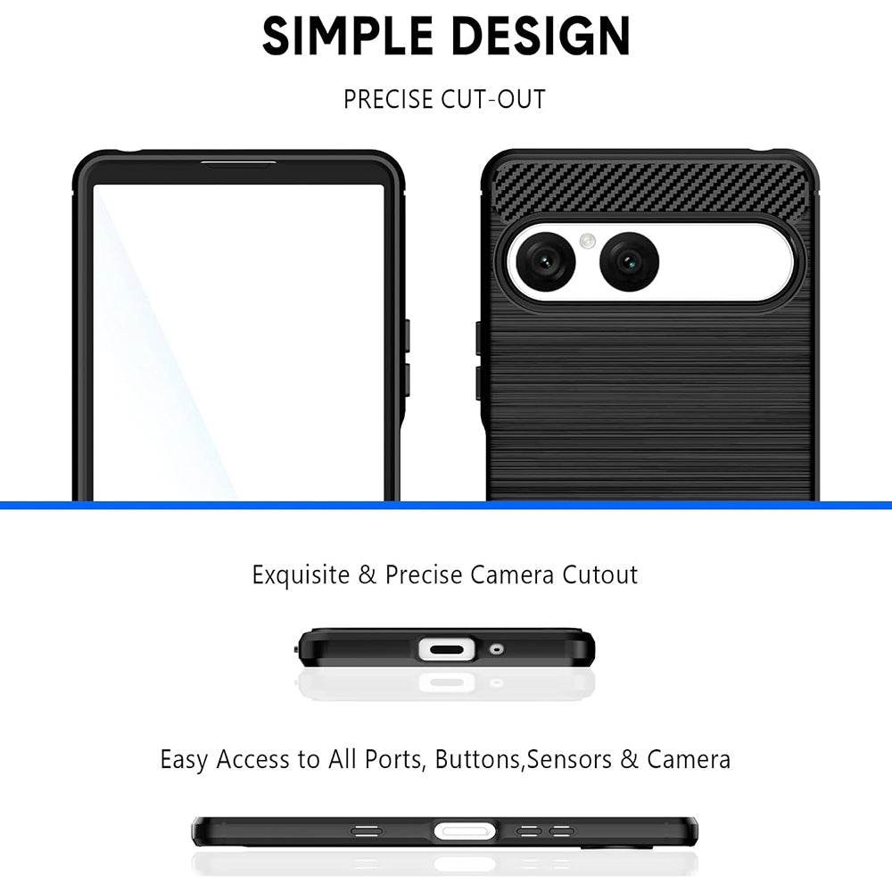 Husa de protectie Techsuit Carbon Silicone compatibil cu Sony Xperia 10 VII, Negru