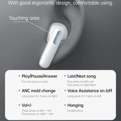 Casti Yesido (TWS34), Dual Microphone, ANC, Bluetooth 5.3, ENC, In-ear Design, Touch Control, 320mAh, Alb