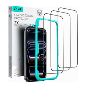 Folie de protectie ESR Tempered Glass (set de 3) compatibil cu iPhone 17 / iPhone 16 Pro, Negru