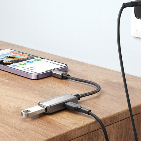 Adaptor Mcdodo OTG Adapter (CA-2690), Lightning to USB, Lightning, Aluminum Alloy, Nylon, 2.4A, Gri Inchis