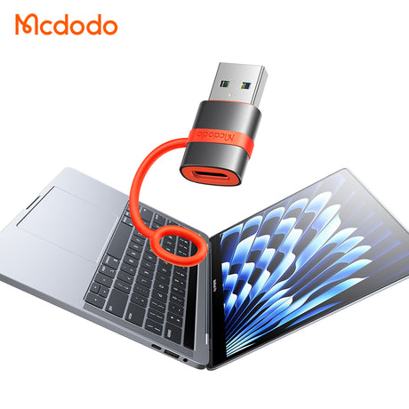 Adaptor Mcdodo Adapter (OT-3800), with Silicone Hook, Aluminium Alloy, Type-C to USB 3.0, 5Gbps, Portable Design, Plug&Play, Gri