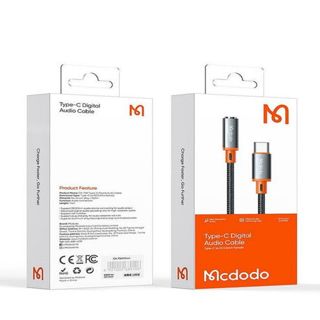Adaptor Mcdodo Audio Adapter (CA-7561), Type-C Male to Jack 3.5mm Female, Nylon Braided, 0.11m, Negru