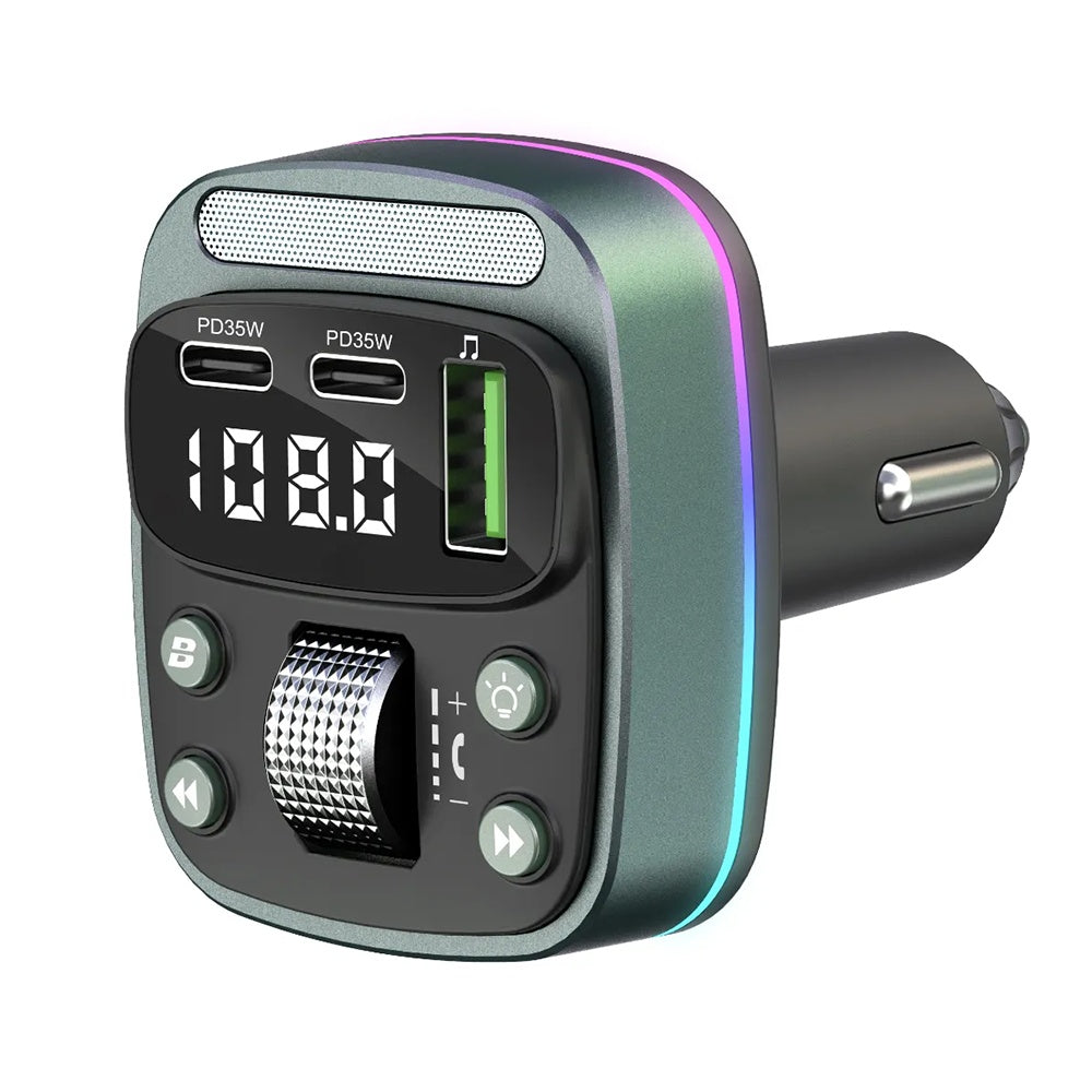 Gadget Techsuit FM Modulator EchoDrive (MFM3), Dual PD35W, Bluetooth V5.4, U-Disk to Play Music, Bass Setting, Negru
