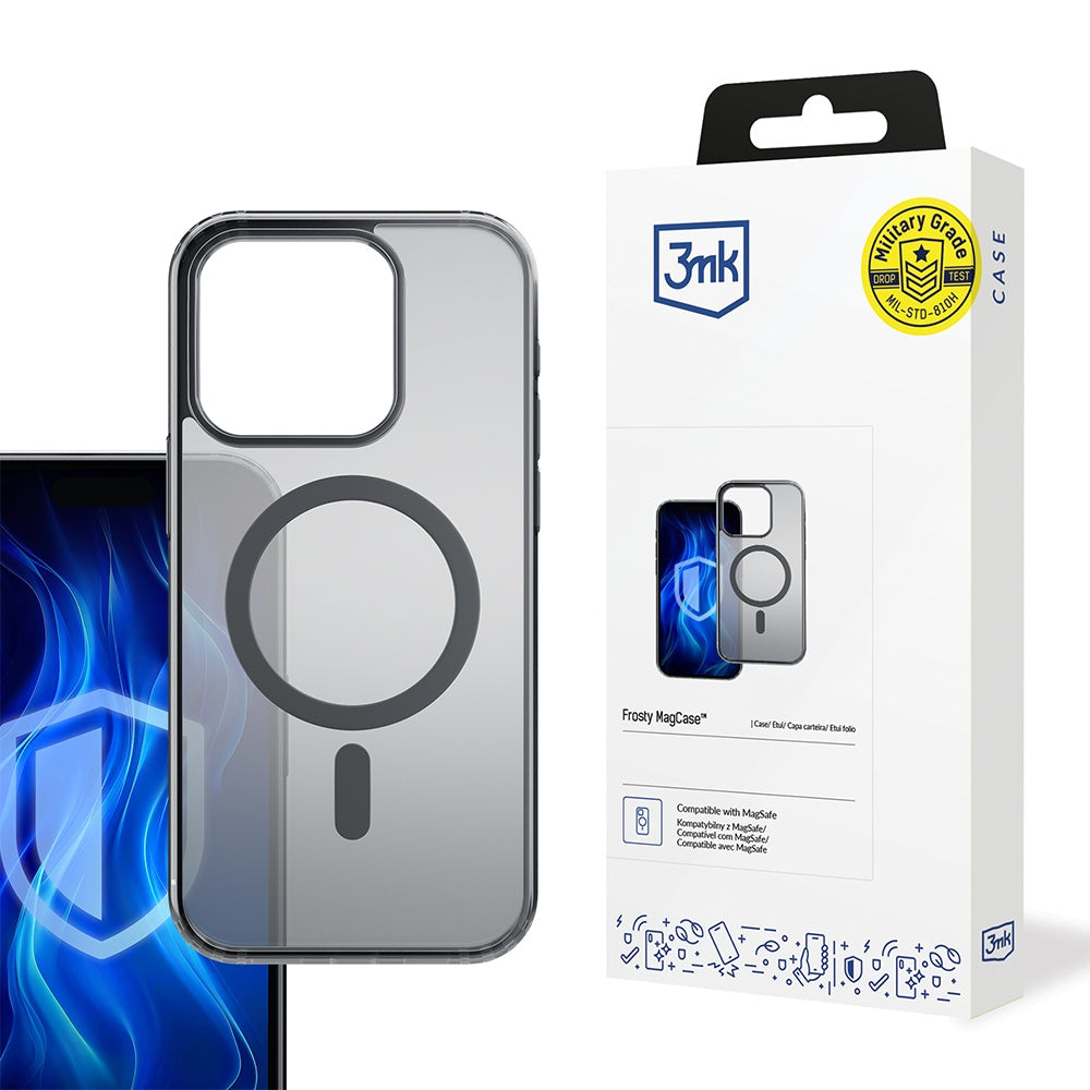 Husa de protectie 3mk Frosty MagCase compatibil cu iPhone 16 Pro, Negru