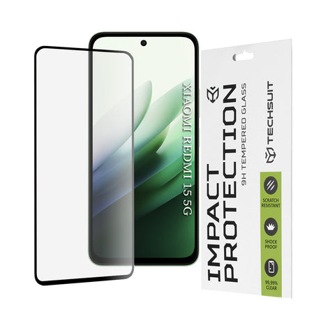 Folie de protectie Techsuit 111D Full Cover / Full Glue Glass compatibil cu Xiaomi Redmi 15 4G / Redmi 15 5G, Negru